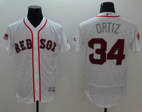 Red Sox #34 David Ortiz White Fashion Stars & Stripes Flexbase Authentic Stitched MLB Jersey